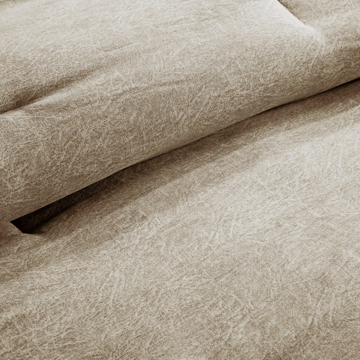 7 Piece Faux Suede Comforter Set Tan King