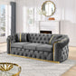 Button Tufted Couch With 2 Pillows, 3 Seater Luxury Chesterfield Sofa - view 10