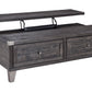 Todoe - Lift Top Cocktail Table - Dark Gray