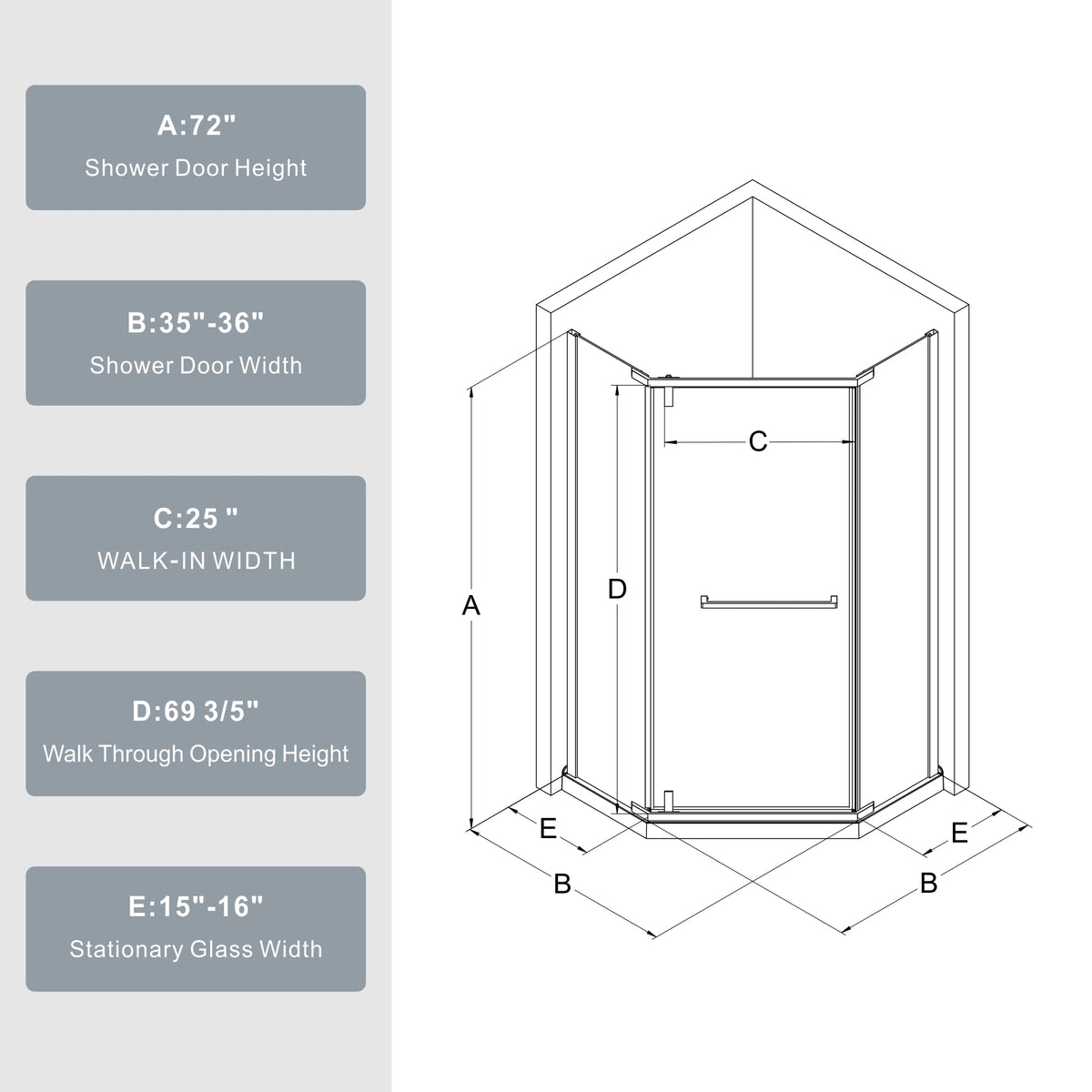 Goodyo Neo-Angle Frameless Shower Door