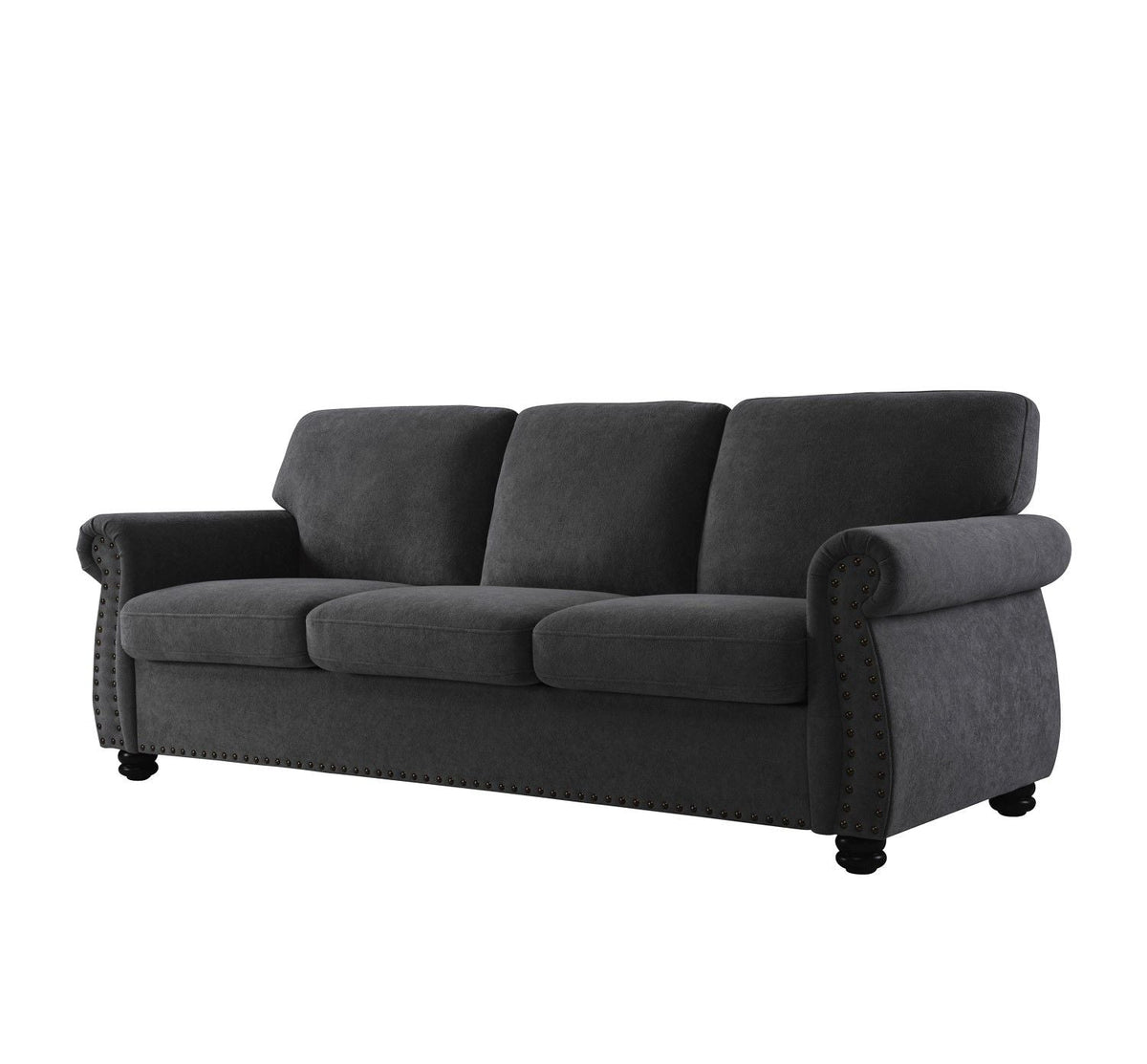 Soft Sofa, Upholstered 3 Seater Couch With High Density Foam, Loose Back Cushions And Turned Legs - view 8