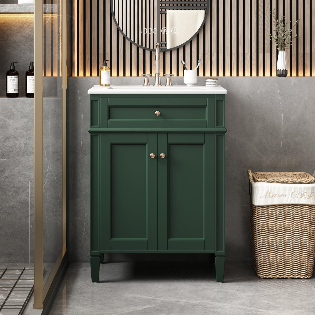 24" Bathroom Vanity with 2 Doors and Tip-Out Drawer