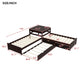 L-Shaped Platform Bed with Trundle and Built-in Desk