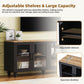 ON-Trend Farmhouse TV Stand with Solid Wood Gourd-Shaped Legs