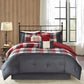 7 Piece Herringbone Comforter Set Red Cal King