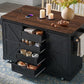 K&K 72" Farmhouse Kitchen Island with Fridge Storage Space & Power Outlet