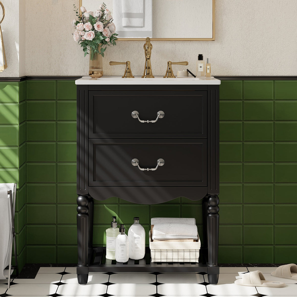 24" Bathroom Vanity with Ceramic Sink