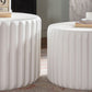 White Scalloped Round Coffee Table Set