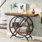39.4" Industrial 4-Tier Entryway Console Table with Geometric Circle Frame