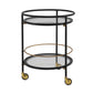 Modern Round Bar Cart with Tempered Glass Shelves