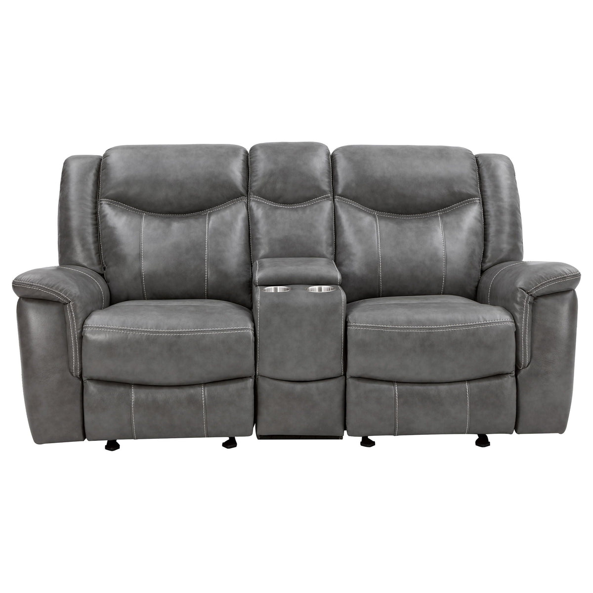 Conrad Upholstered Padded Arm Glider Loveseat Grey - view 2