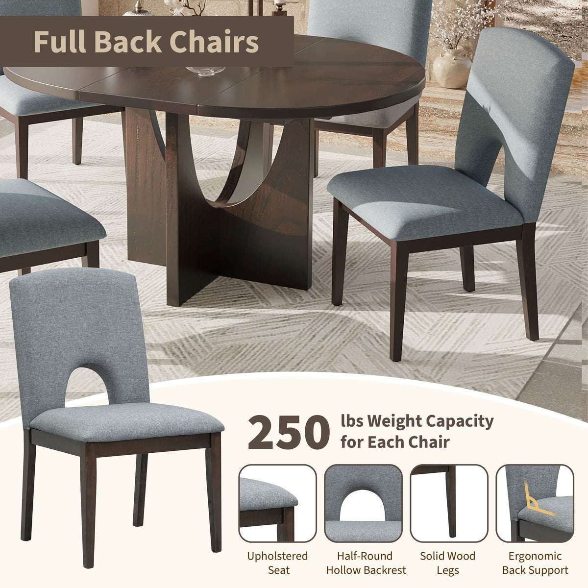 Topmax - 5 Piece Modern Extendable Round Dining Table Set With Removable Leaf For Small Places - view 8