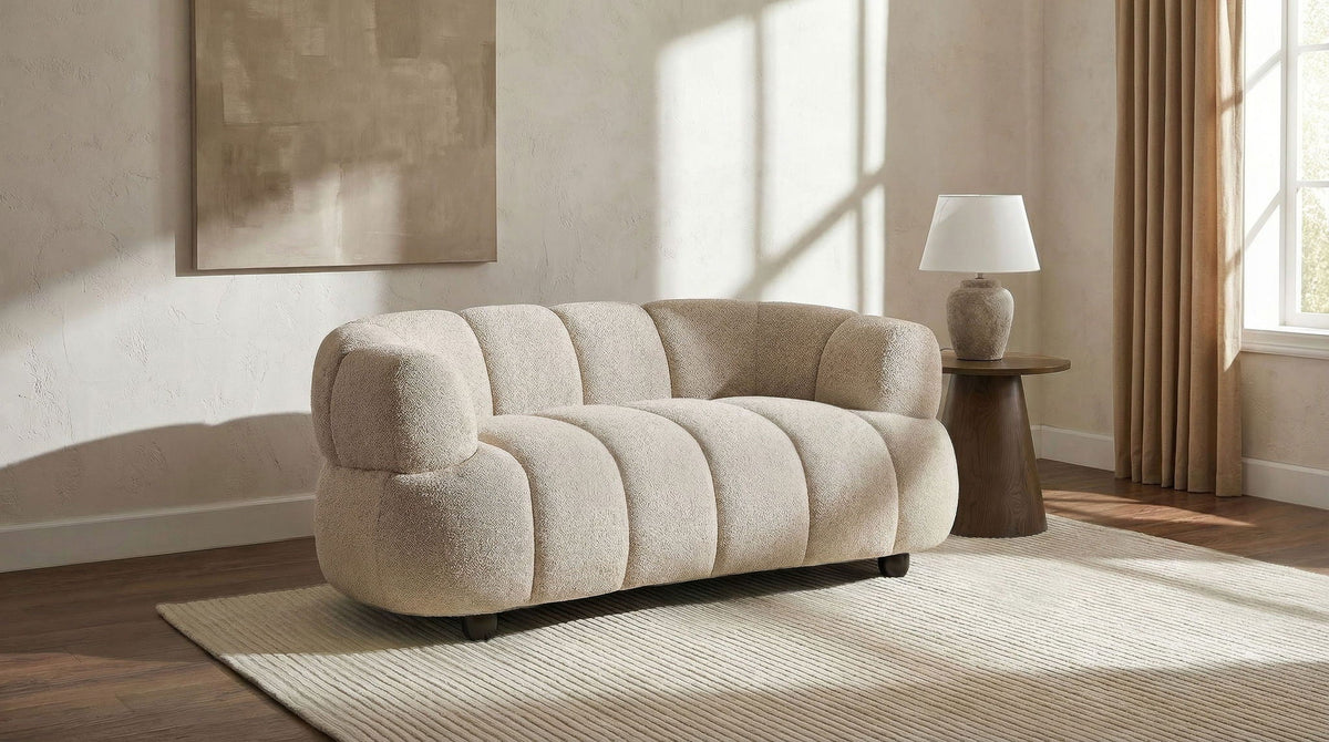 Whitney Contemporary Channel Tufted Woven Fabric Upholstered Loveseat - view 3
