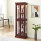 Lighted Curio Cabinet with Adjustable Shelves and Mirrored Back