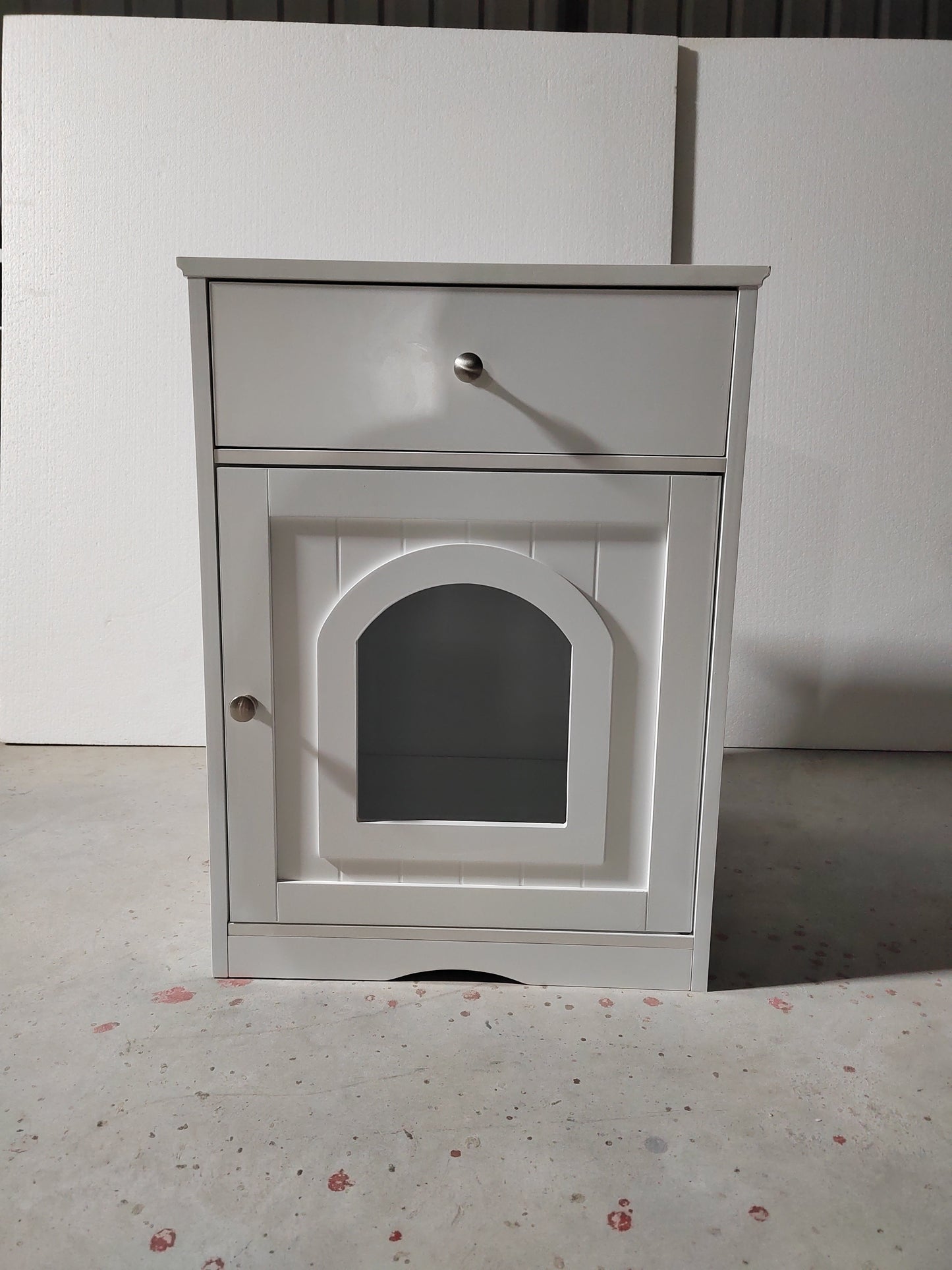 Wooden Pet House Cat Litter Box Enclosure - White