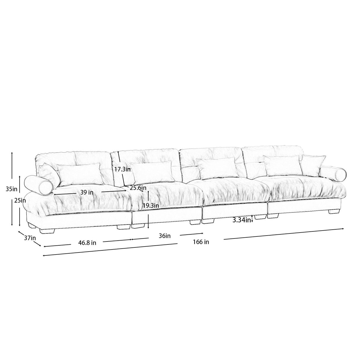 Super Comfort Oversized Modular Sectional Sofa, Deep Seat Convertible L Shaped Couch - view 5