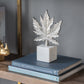 7x3x10.5" Aluminum Leaf On Marble Base