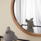 Circle Wall Mirror With Wooden Frame for Living Room