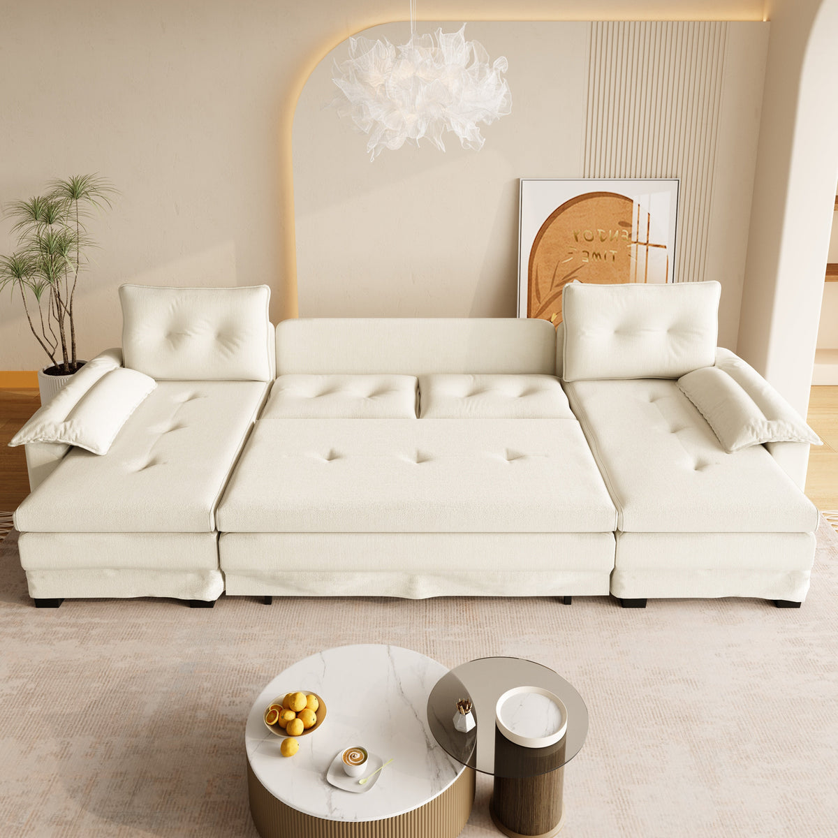 U-Shaped Sleeper Sofa with Pull Out Bed