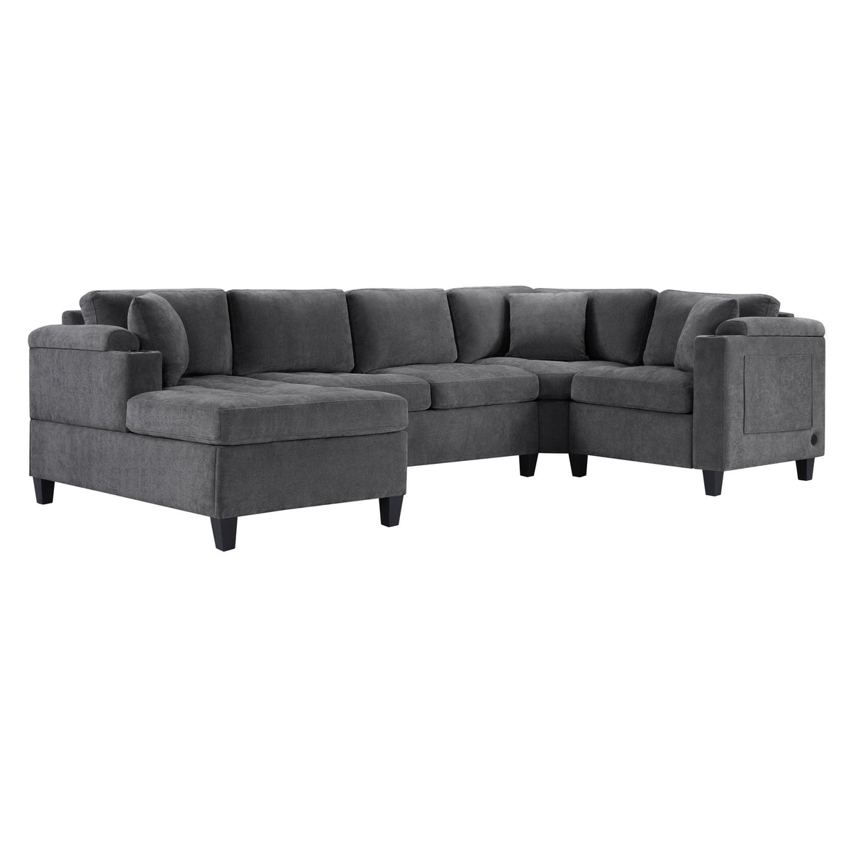 U Shaped Sectional Sofa, Corner Living Room Couch With Built In Cup Holders, Storage, USB Ports - view 9