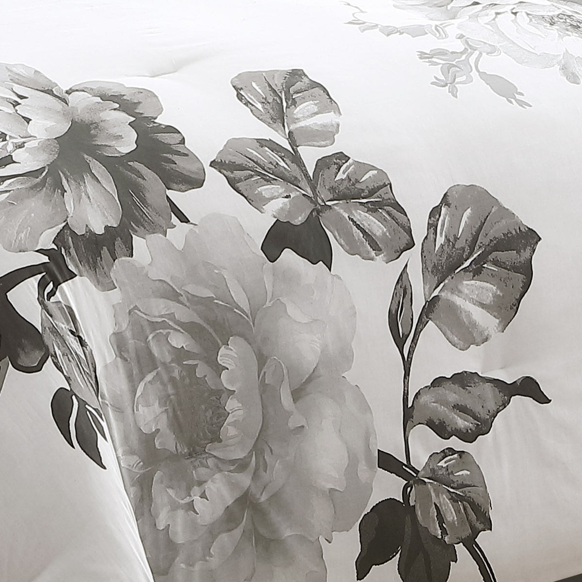 Ridgely 7 Pc Watercolor Black and White Floral Comforter Set
