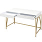 Lightmane - Vanity Desk (Same 92660) - White High Gloss & Gold