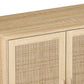 Elegant and Functional 4-Door Rattan Decorative Storage Cabinet
