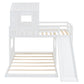 Wooden Twin Over Full Bunk Bed with Playhouse