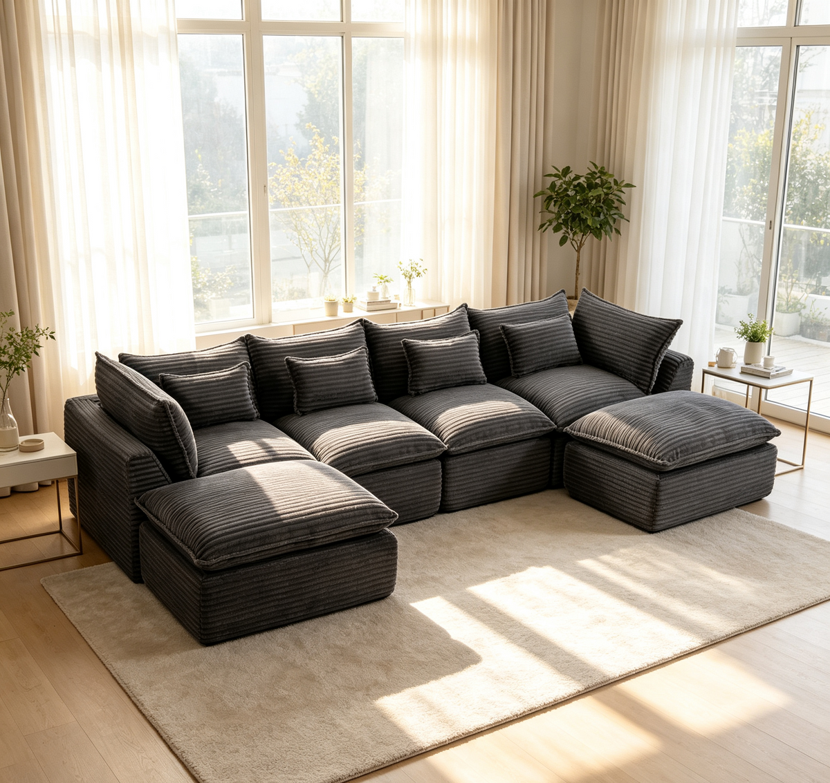 Cloud Couch Oversized Modular Sectional Sofa with Modular Design - Antique Grey