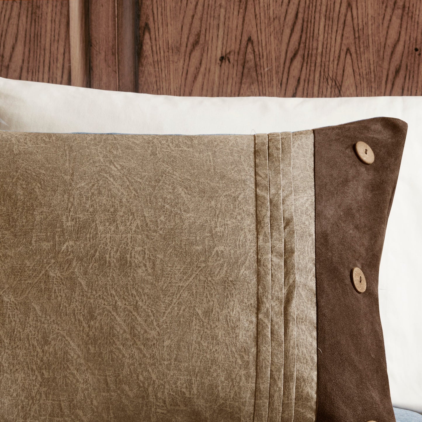 7 Piece Faux Suede Comforter Set Brown Queen