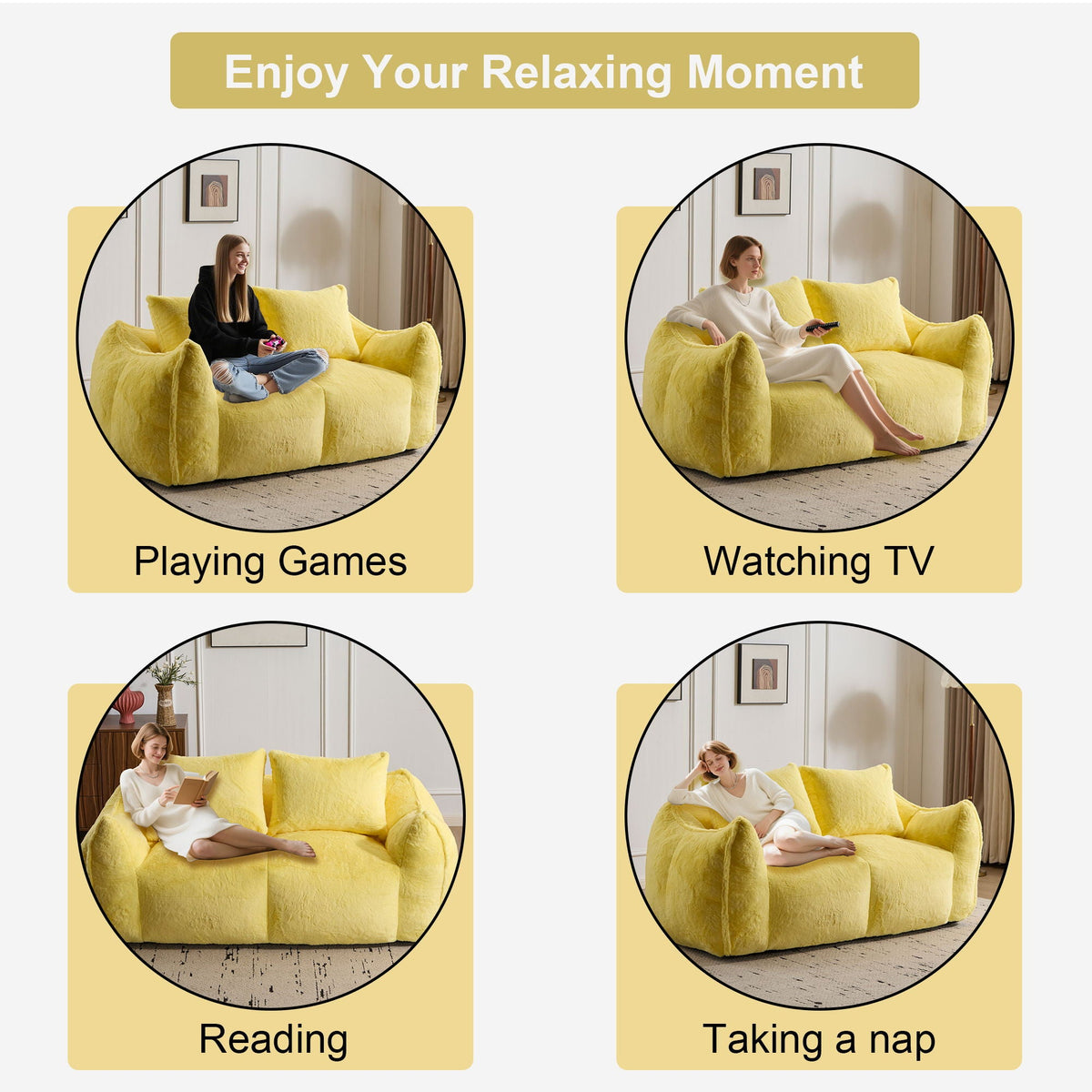 Giant Bean Bag Couch, Ultra Soft Fluffy Loveseat For Living Room - view 19