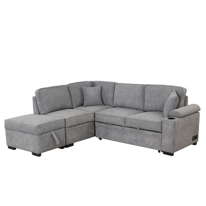 Sleeper Sofa Bed, 2 In 1 Pull Out Sofa Bed L Shape Couch With Storage Ottoman For Living Room, Bedroom Couch - view 2