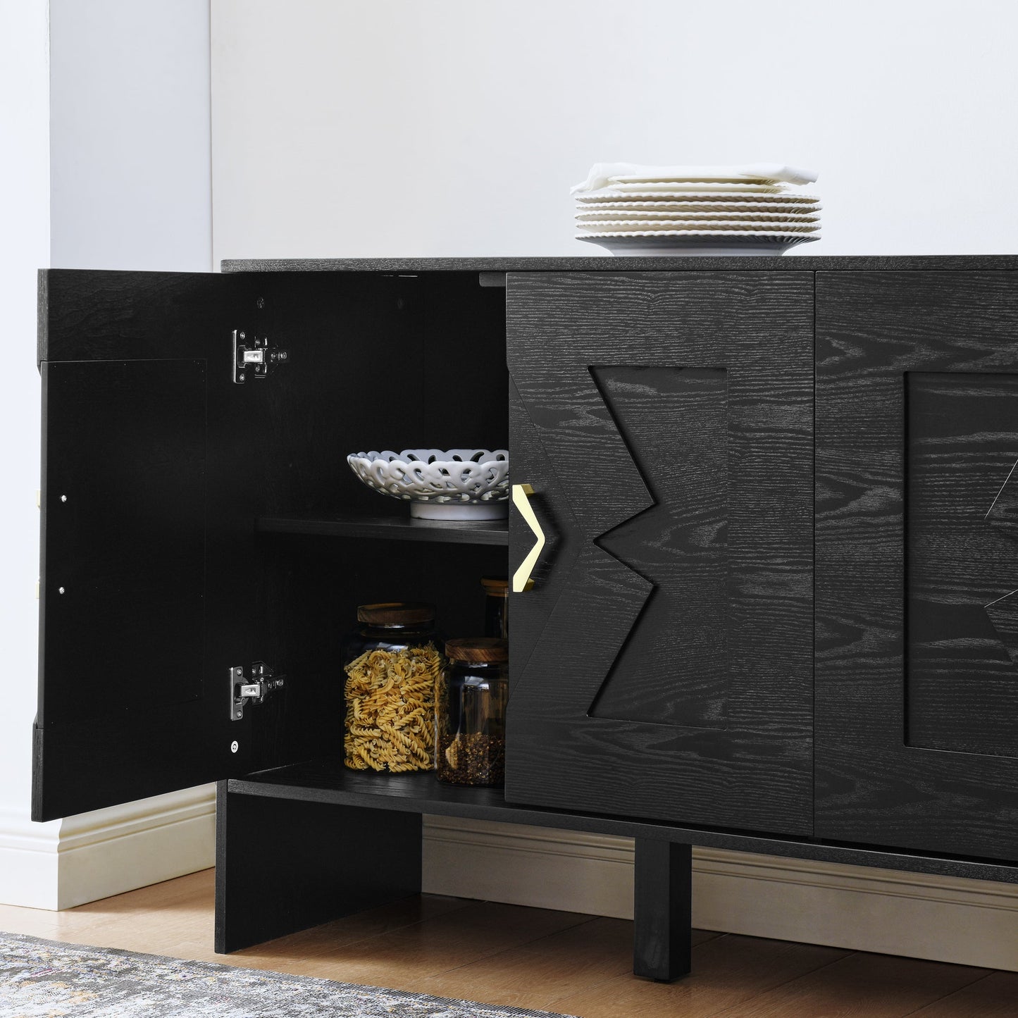 60" Mid Century Modern Sideboard Buffet Cabinet with Storage