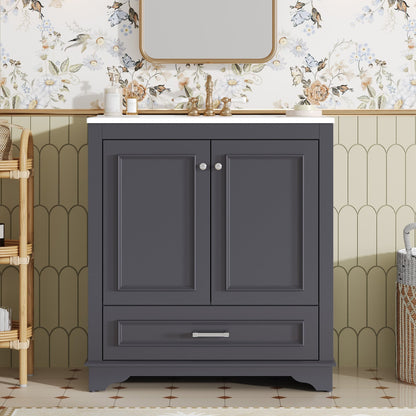 30" Luxurious Bathroom Vanity with Ceramic Sink