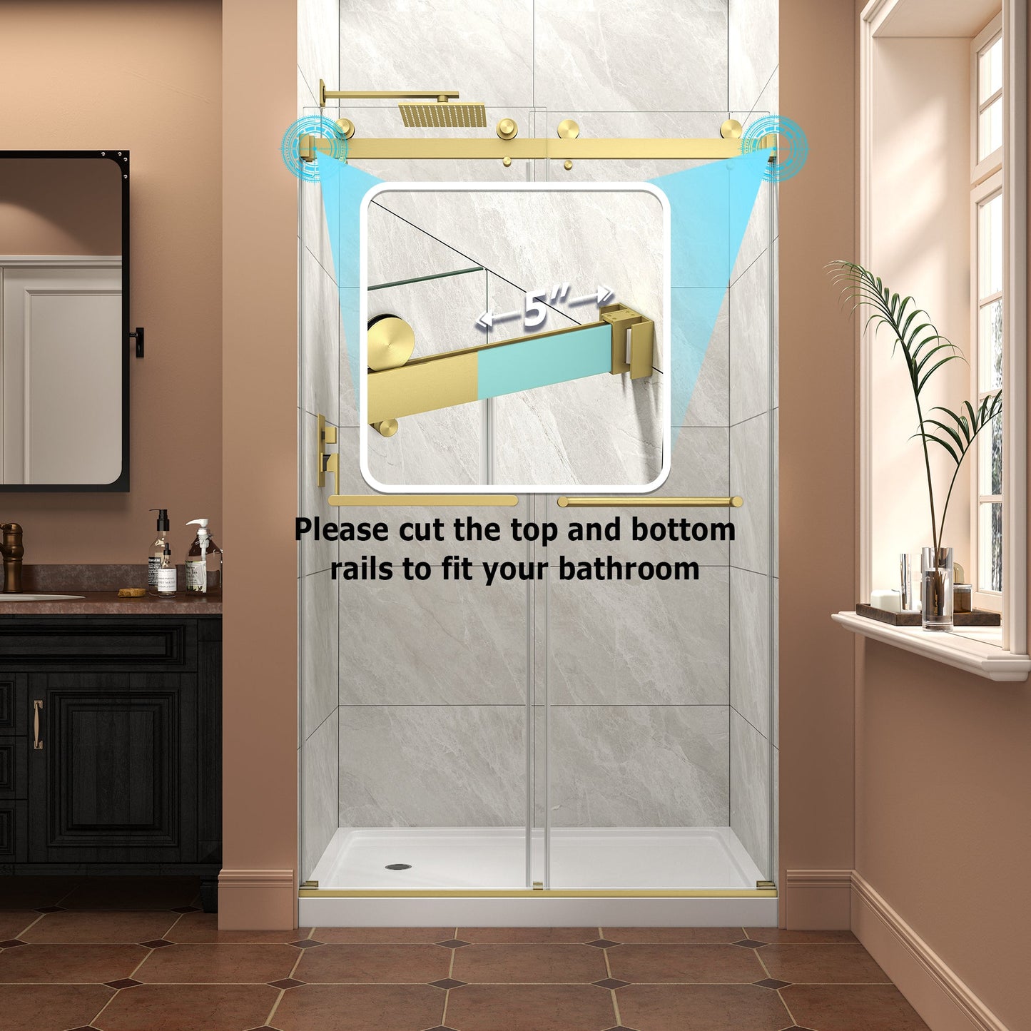 43"-48" W x 76" H Brushed Shower Door