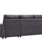 Modern Modular L-Shaped Sofa Bed with Chaise Dark Grey Linen
