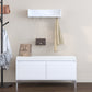 Wall-Mounted Entryway Shelf with Hooks and Storage Bench Set