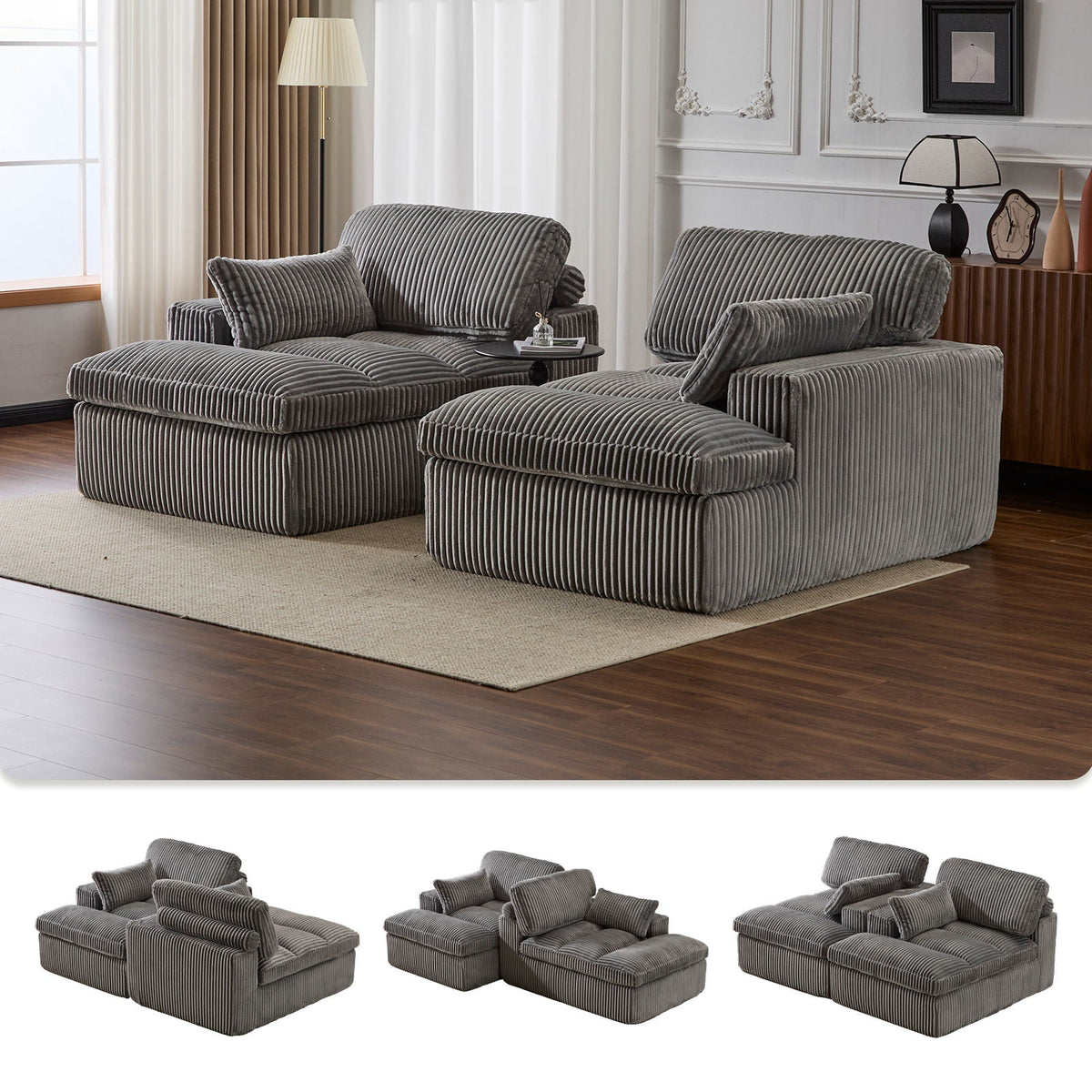 Double Chaise Lounge Chair, Oversized Upholstered Sleeper Cloud Couch - view 14