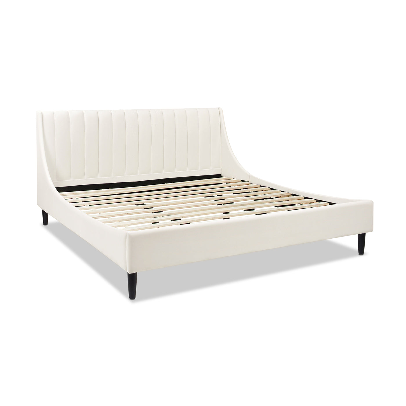 Aspen Vertical Tufted Headboard Platform Bed Set, King, Cloud