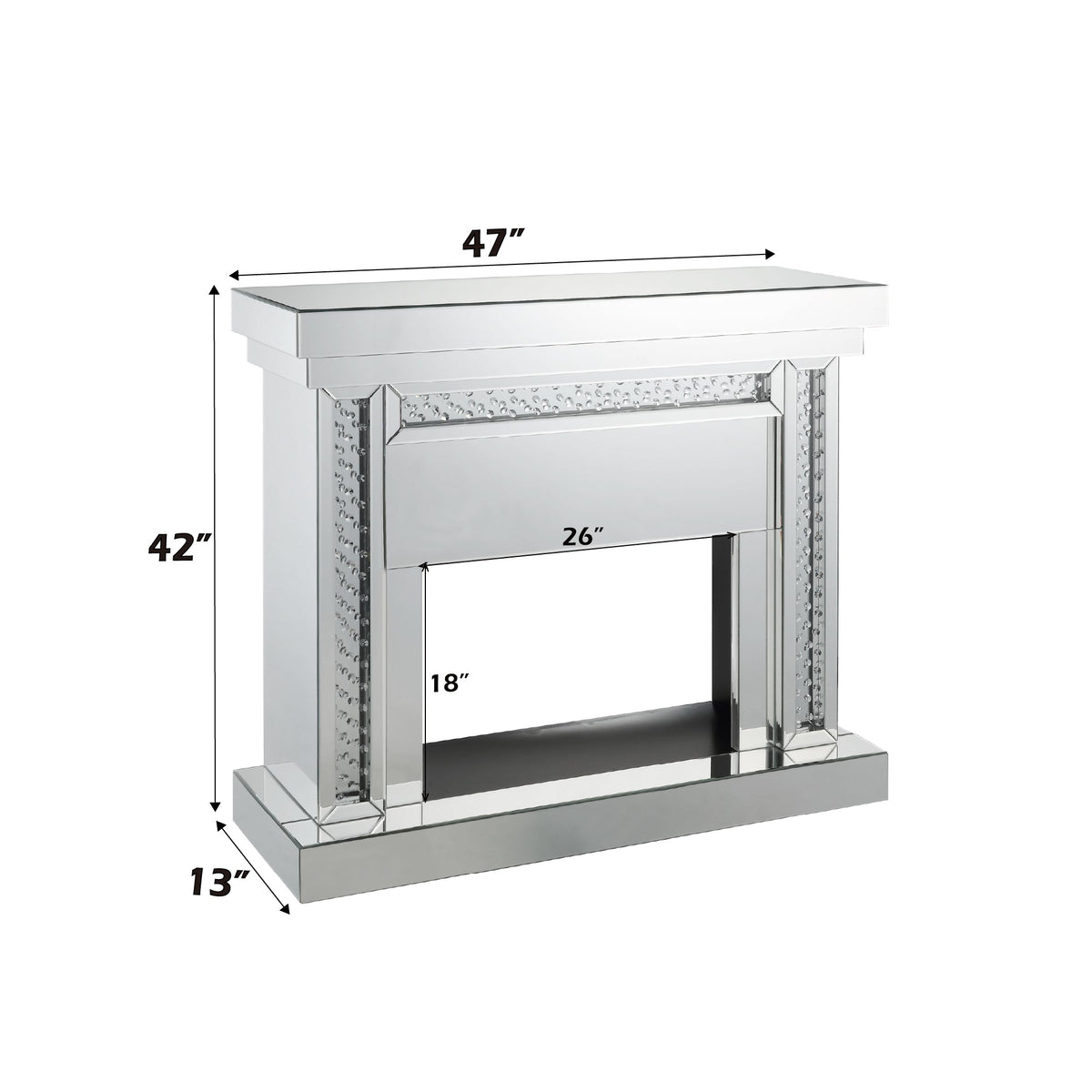 Nysa Mirrored & Faux Crystals Fireplace