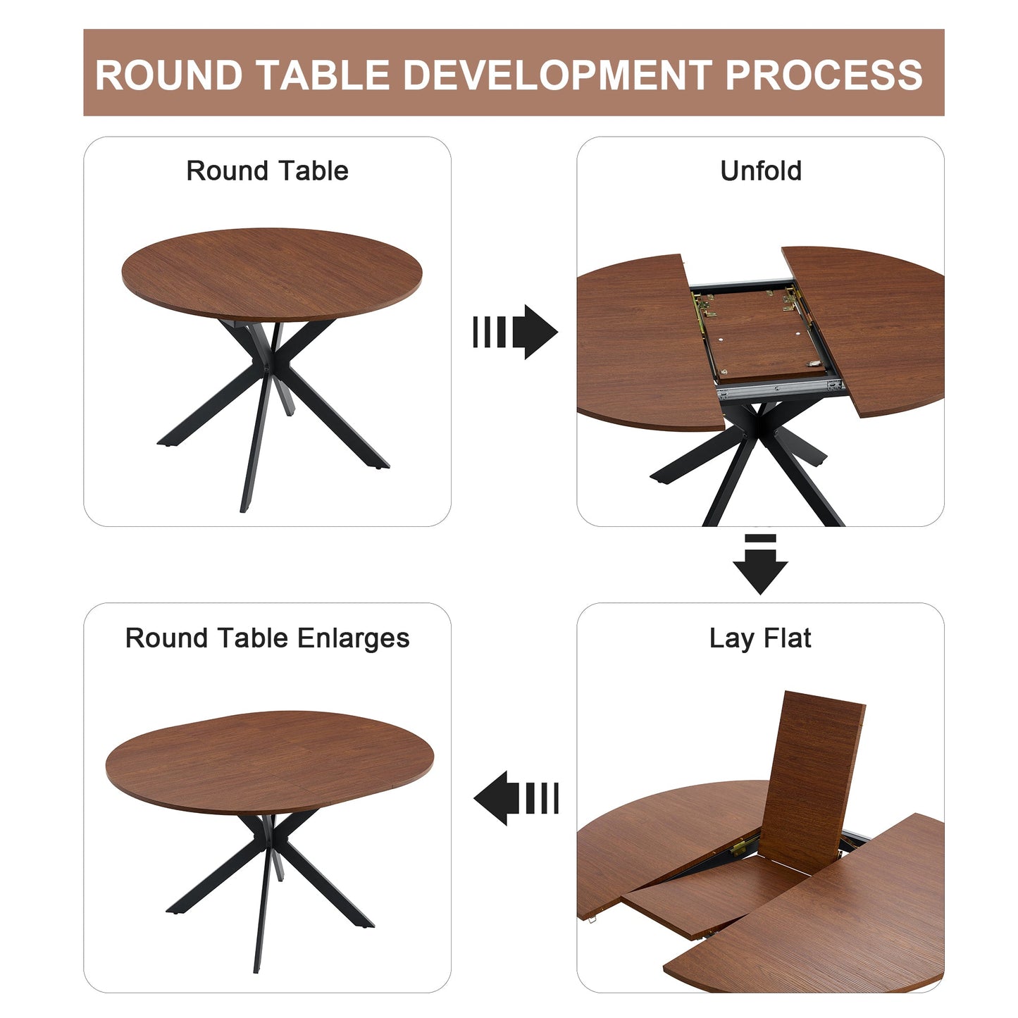 Extendable Round Dining Table (43" to 54")