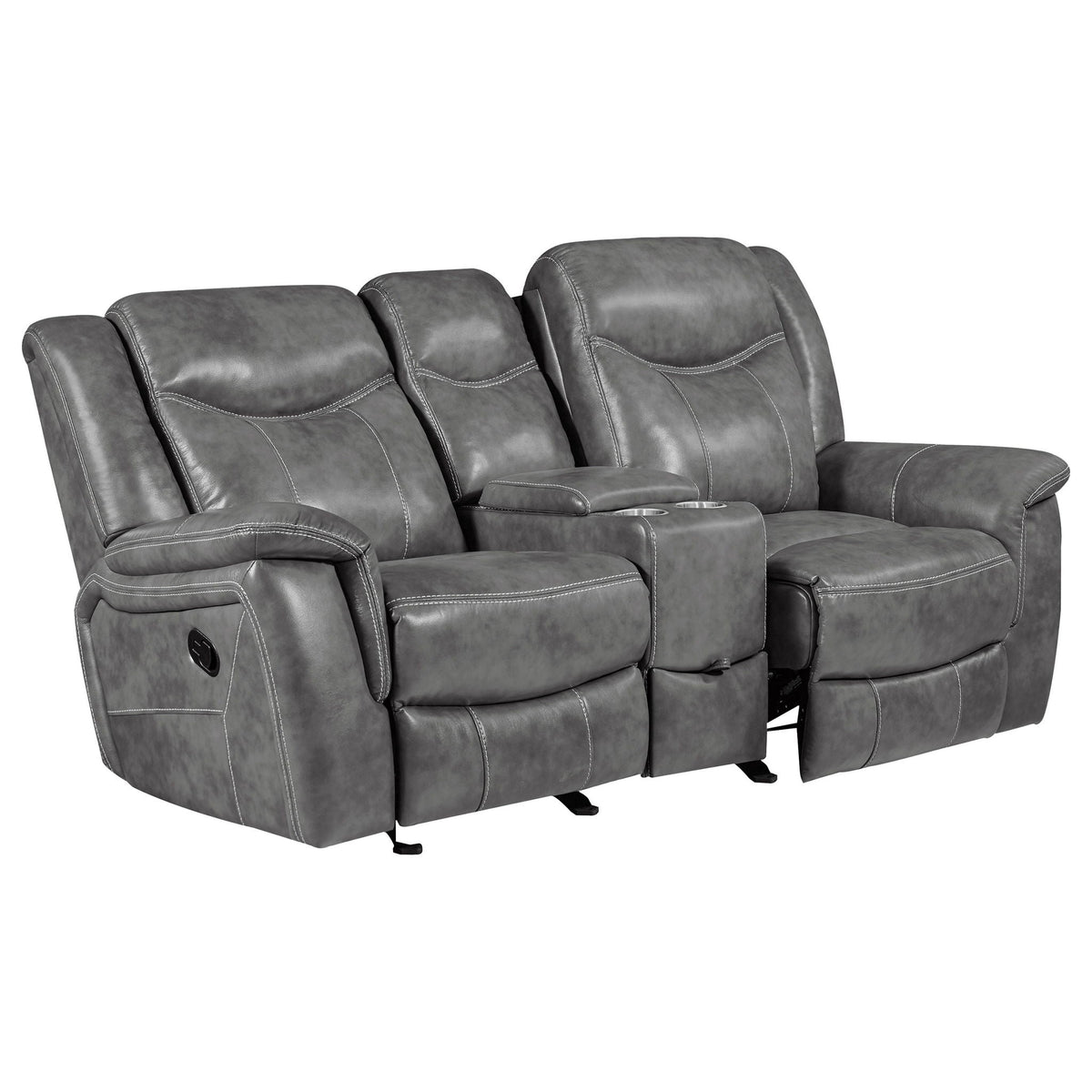 Conrad Upholstered Padded Arm Glider Loveseat Grey - view 3