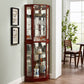 6 Shelf Corner Curio Display Cabinet with Lights and Mirrors