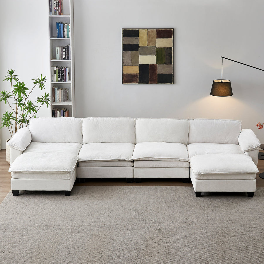 Luxury U Shape Sofa with Two Ottomans