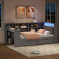 Wood Twin Size Platform Bed with Storage Shelves and Charging Station