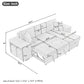 Modern L-Shape 3 Seat Reversible Sectional Couch, Pull Out Sleeper Sofa With Storage Chaise And 2 Stools For - view 8