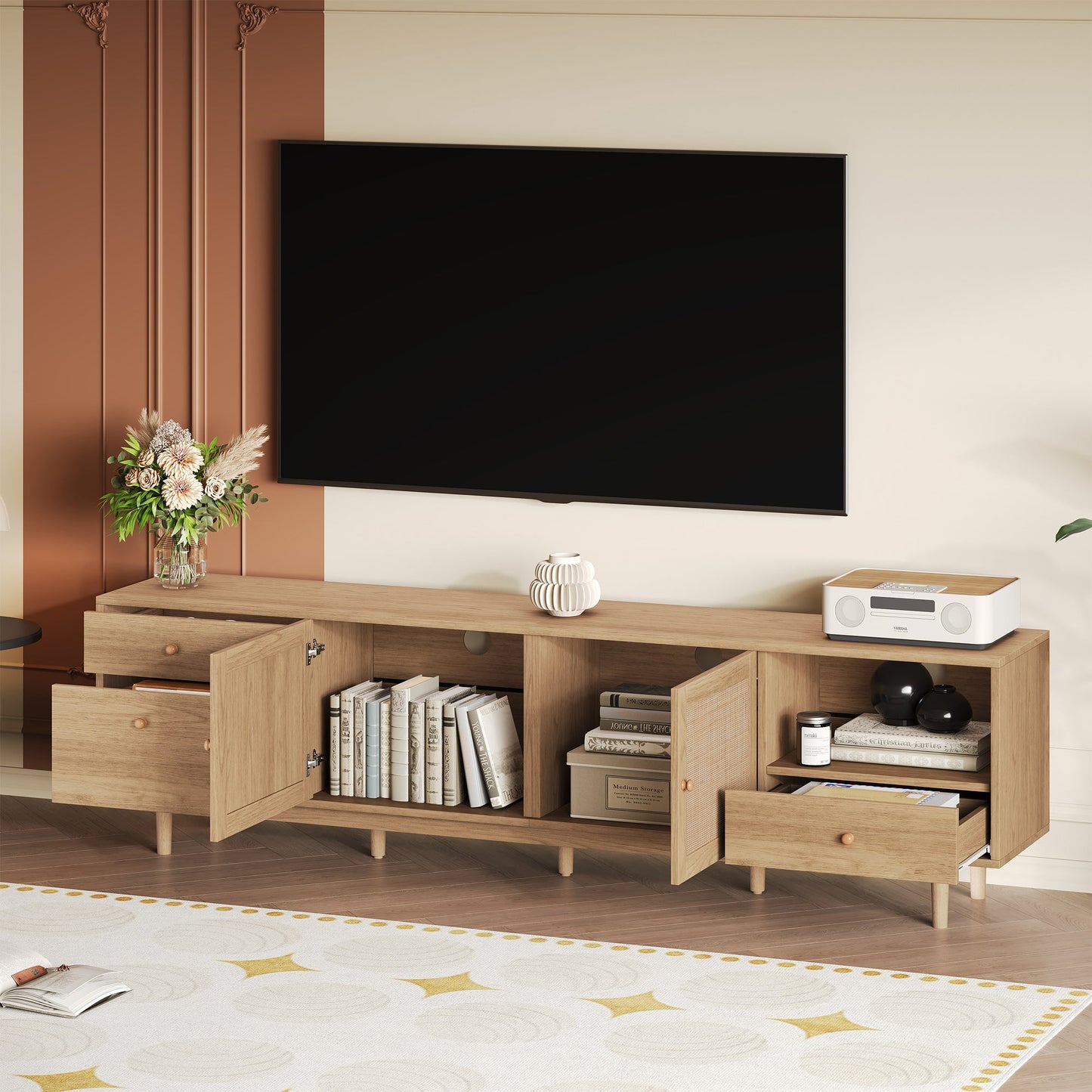 Boho TV Stand for 65, 75, 85 Inch TV