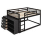 Full Over Full Bunk Bed with 4 Drawers and 3 Shelves - Espresso