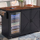 K&K 72" Farmhouse Kitchen Island with Fridge Storage Space & Power Outlet