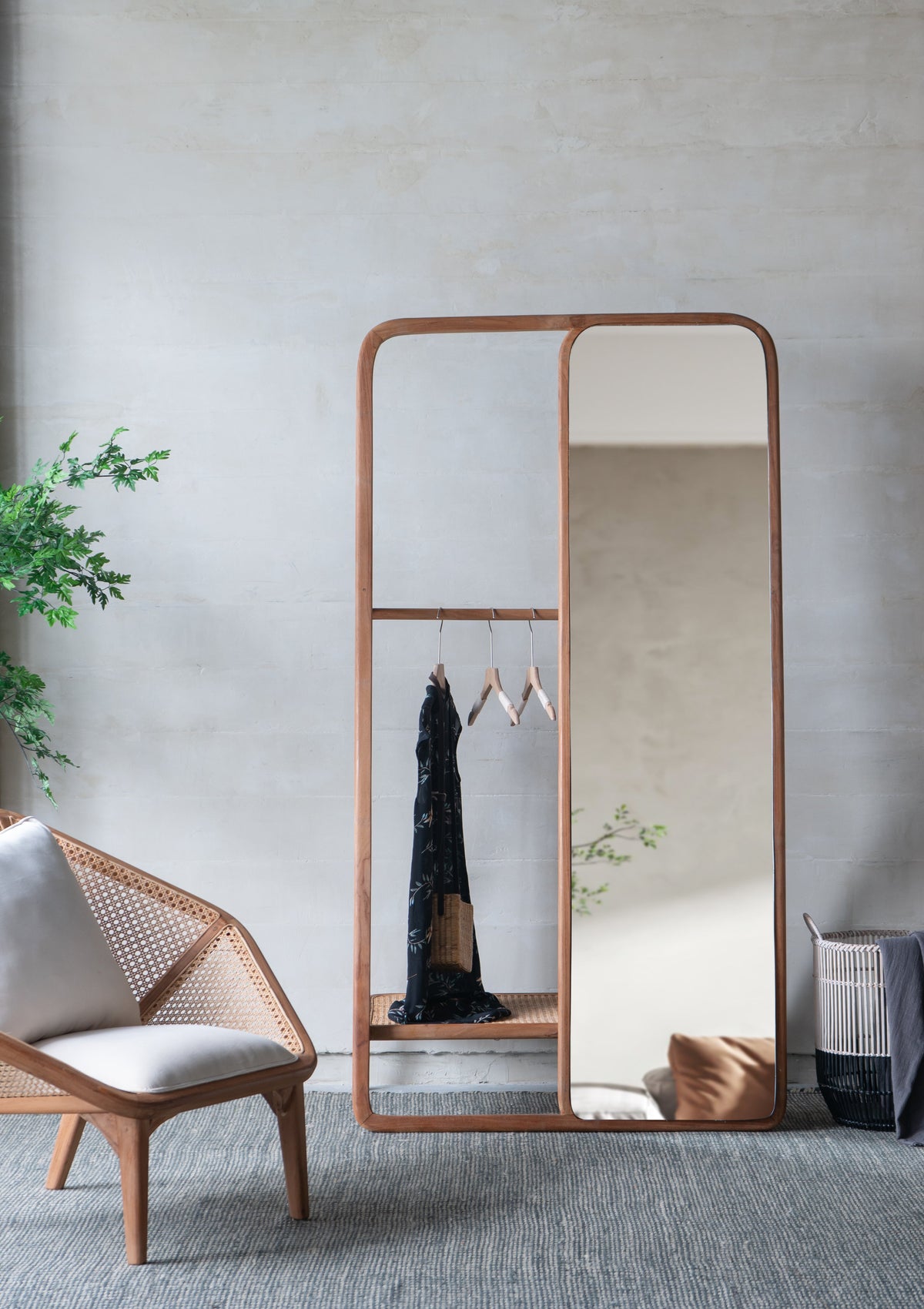 38" x 23" x 71.5" Clothes Hanger With Mirror - Large